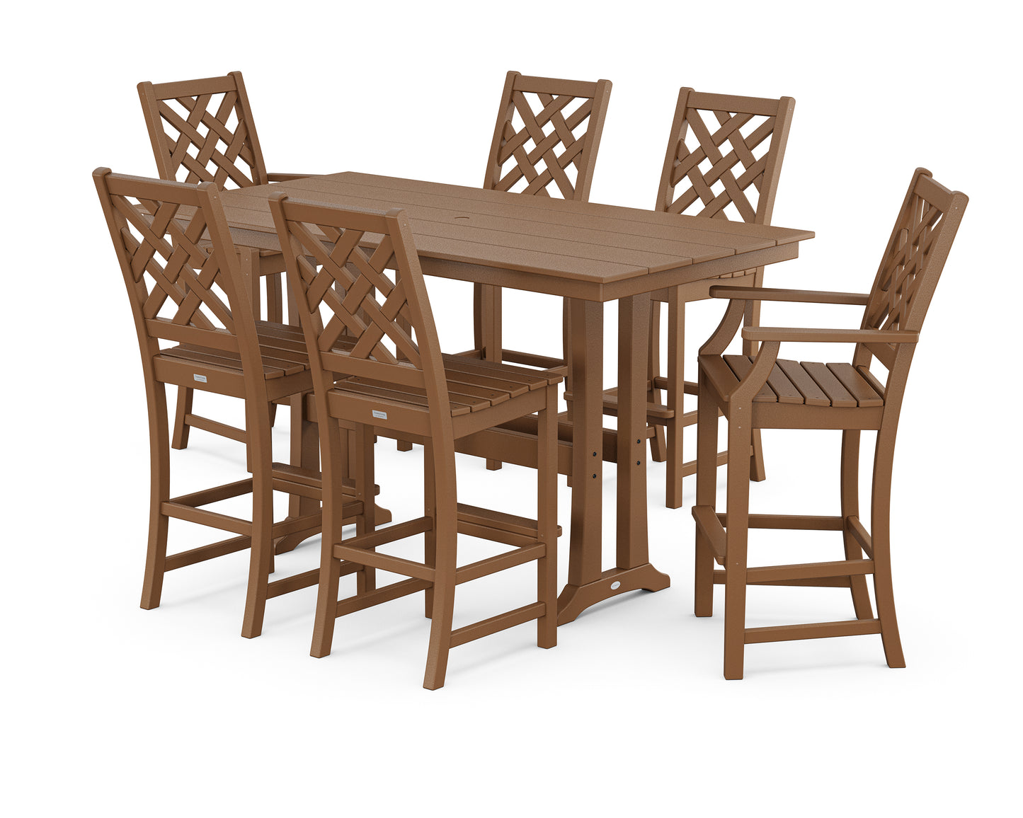 Wovendale 7-Piece Farmhouse Bar Set with Trestle Legs
