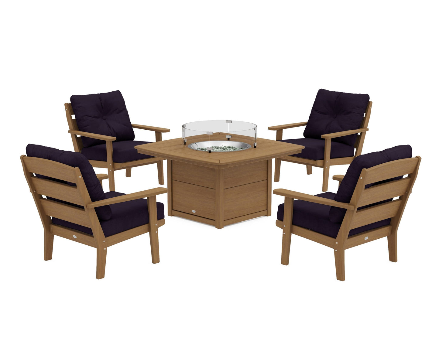 Lakeside 5-Piece Deep Seating Set with Nautical Fire Pit Table