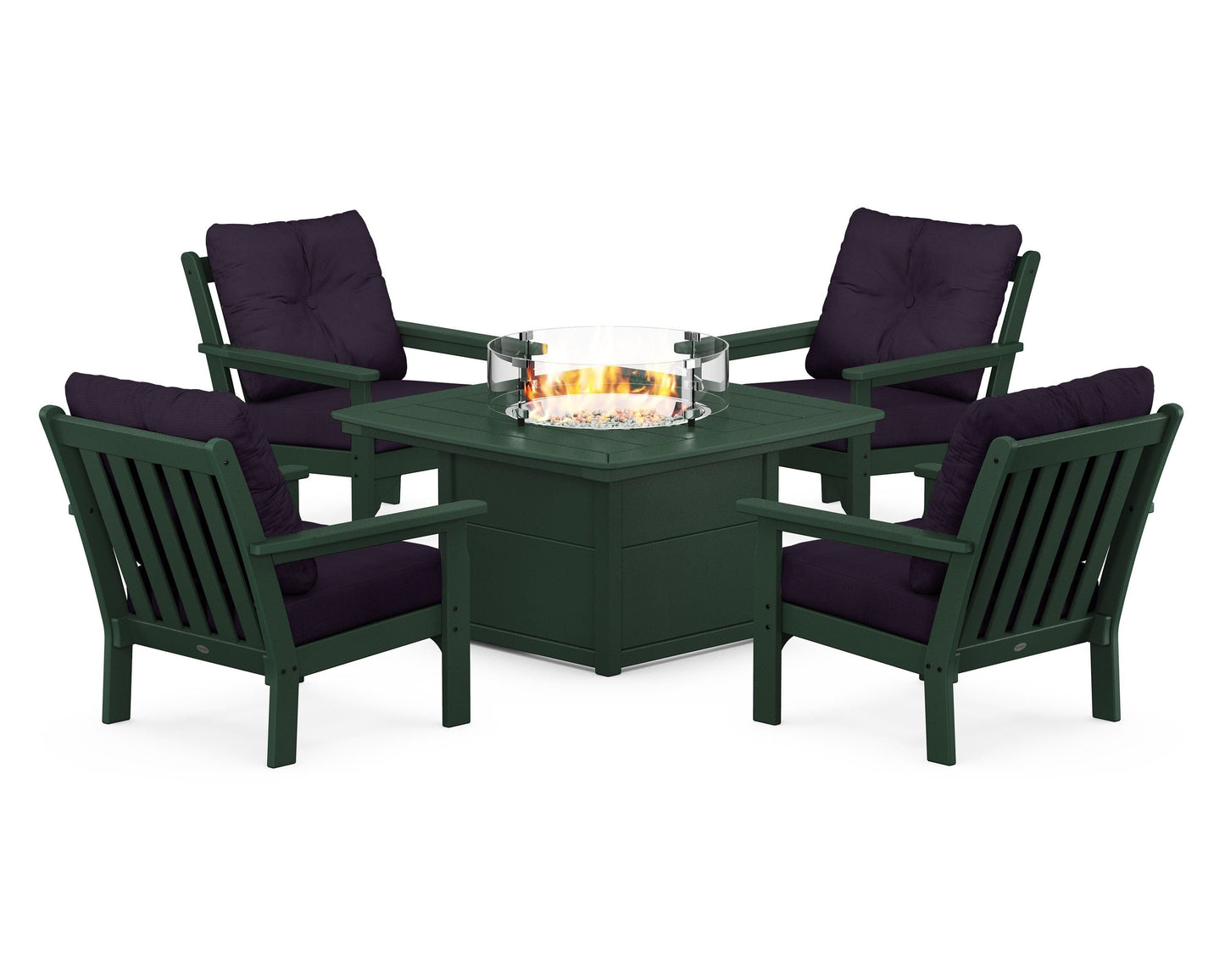 Vineyard 5-Piece Conversation Set with Fire Pit Table