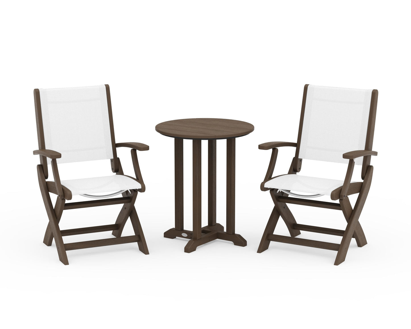 Coastal Folding 3-Piece Round Bistro Dining Set