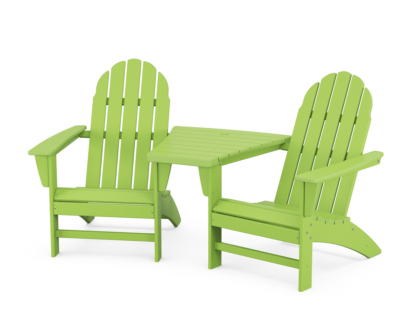 Vineyard 3-Piece Adirondack Set with Angled Connecting Table