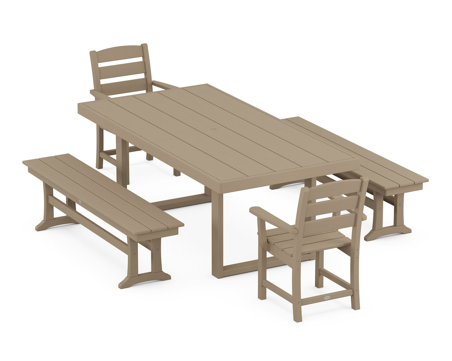 Lakeside 5-Piece Dining Set with Benches