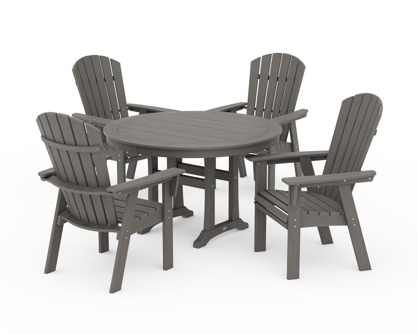 Nautical Curveback Adirondack 5-Piece Round Dining Set with Trestle Legs