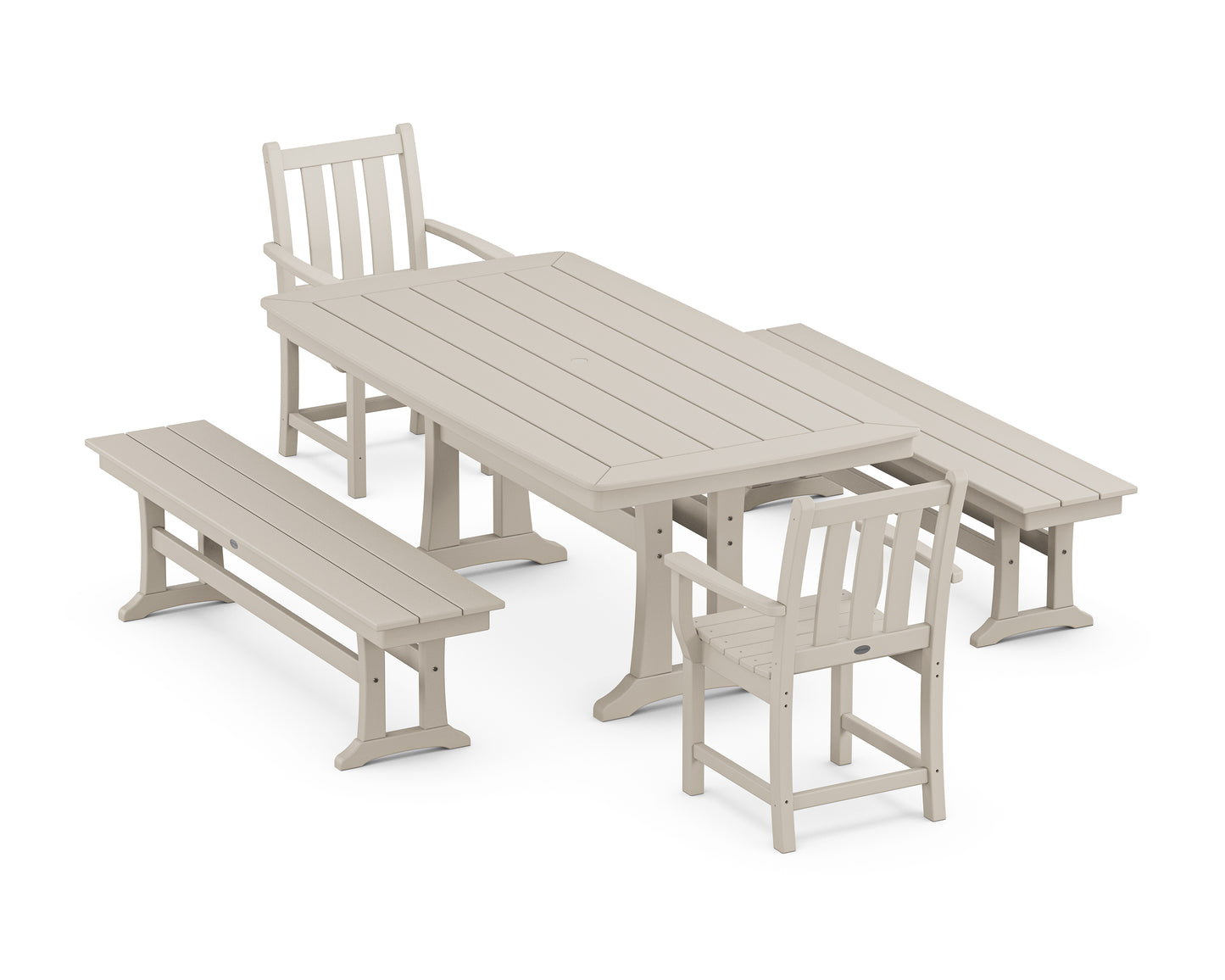 Traditional Garden 5-Piece Dining Set with Trestle Legs