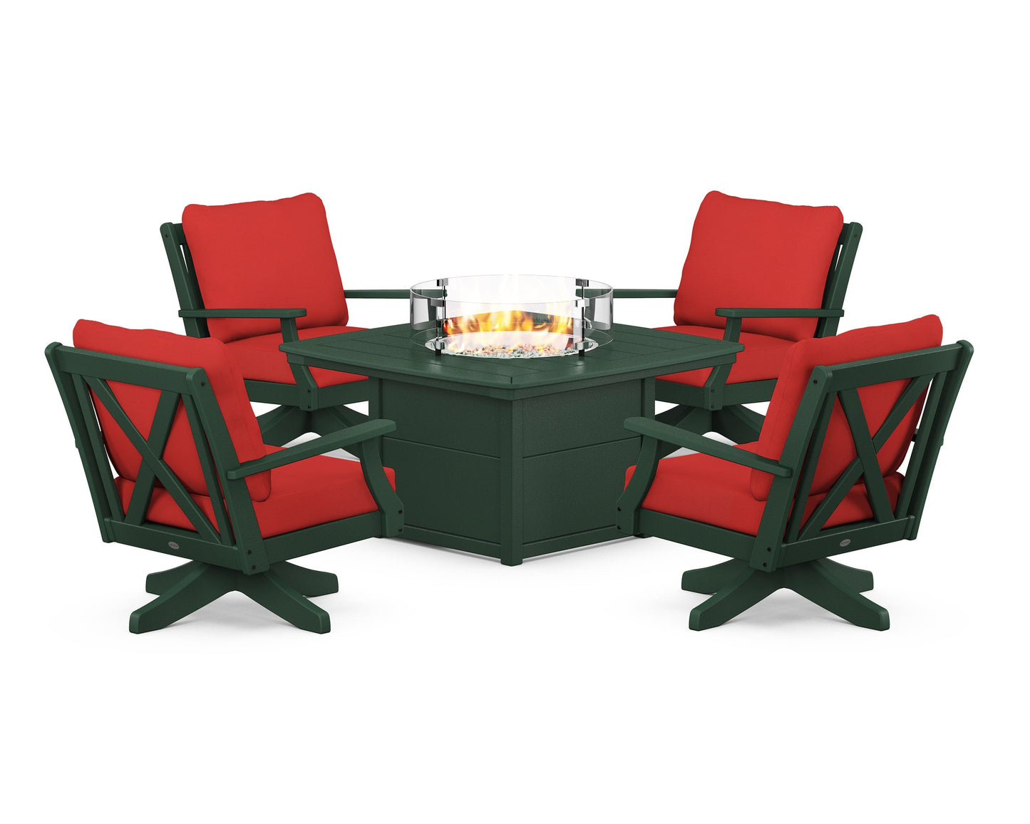 Braxton 5-Piece Deep Seating Swivel Conversation Set with Fire Pit Table