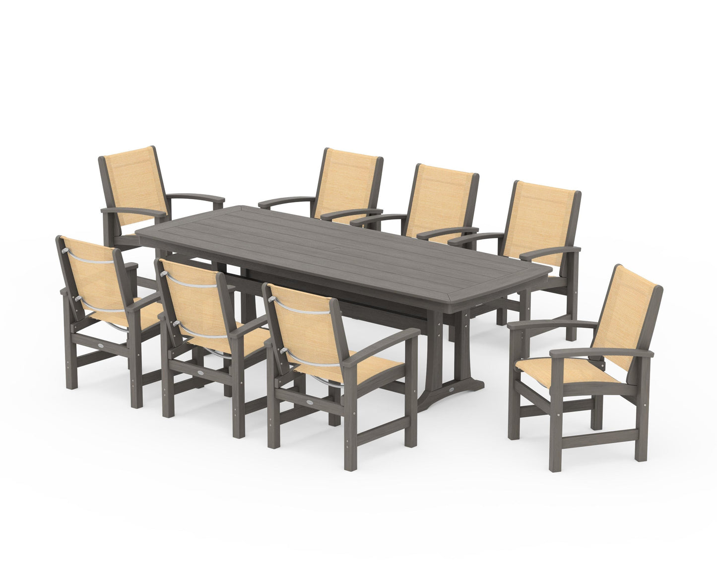 Coastal 9-Piece Dining Set with Trestle Legs