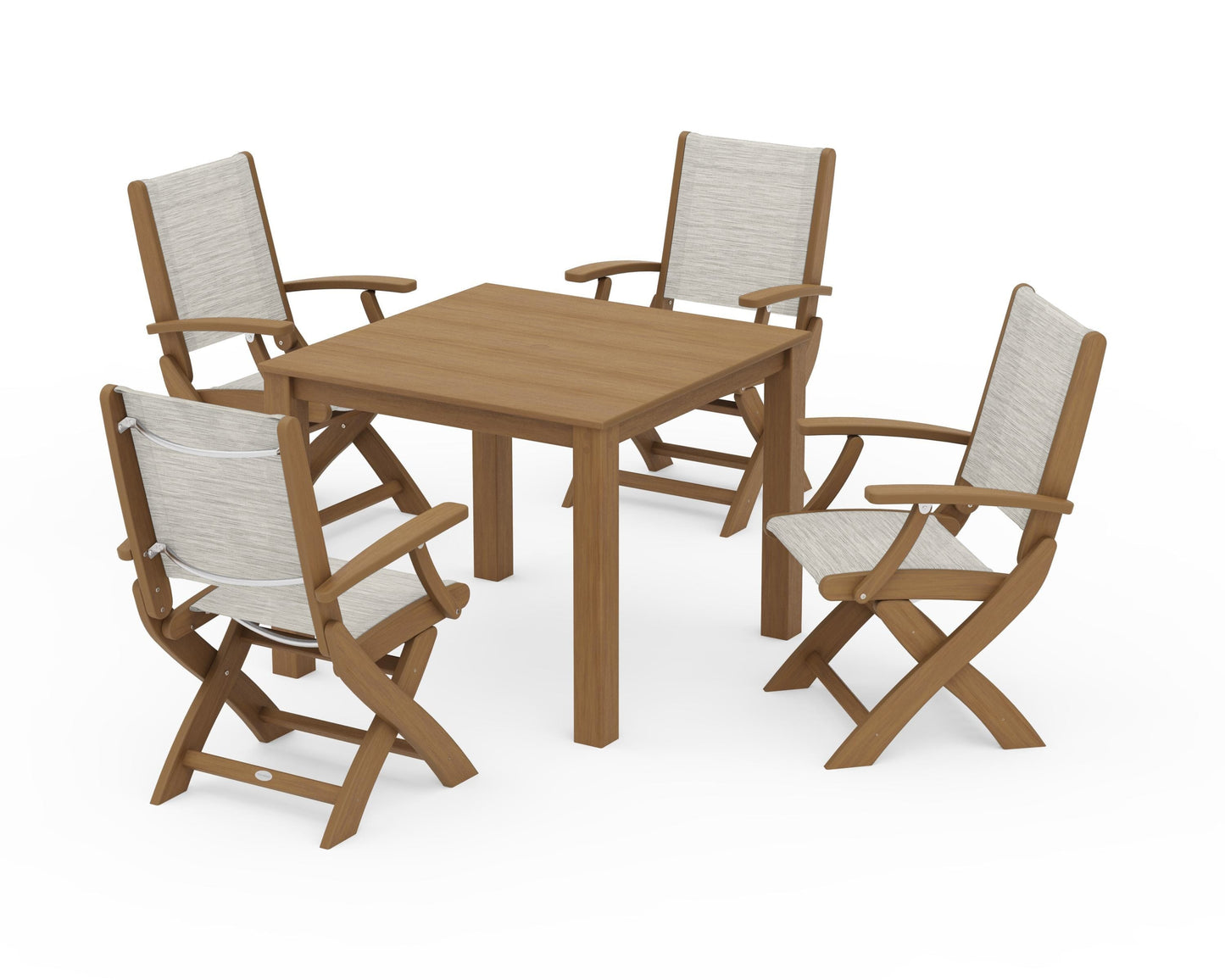Coastal Folding Chair 5-Piece Parsons Dining Set