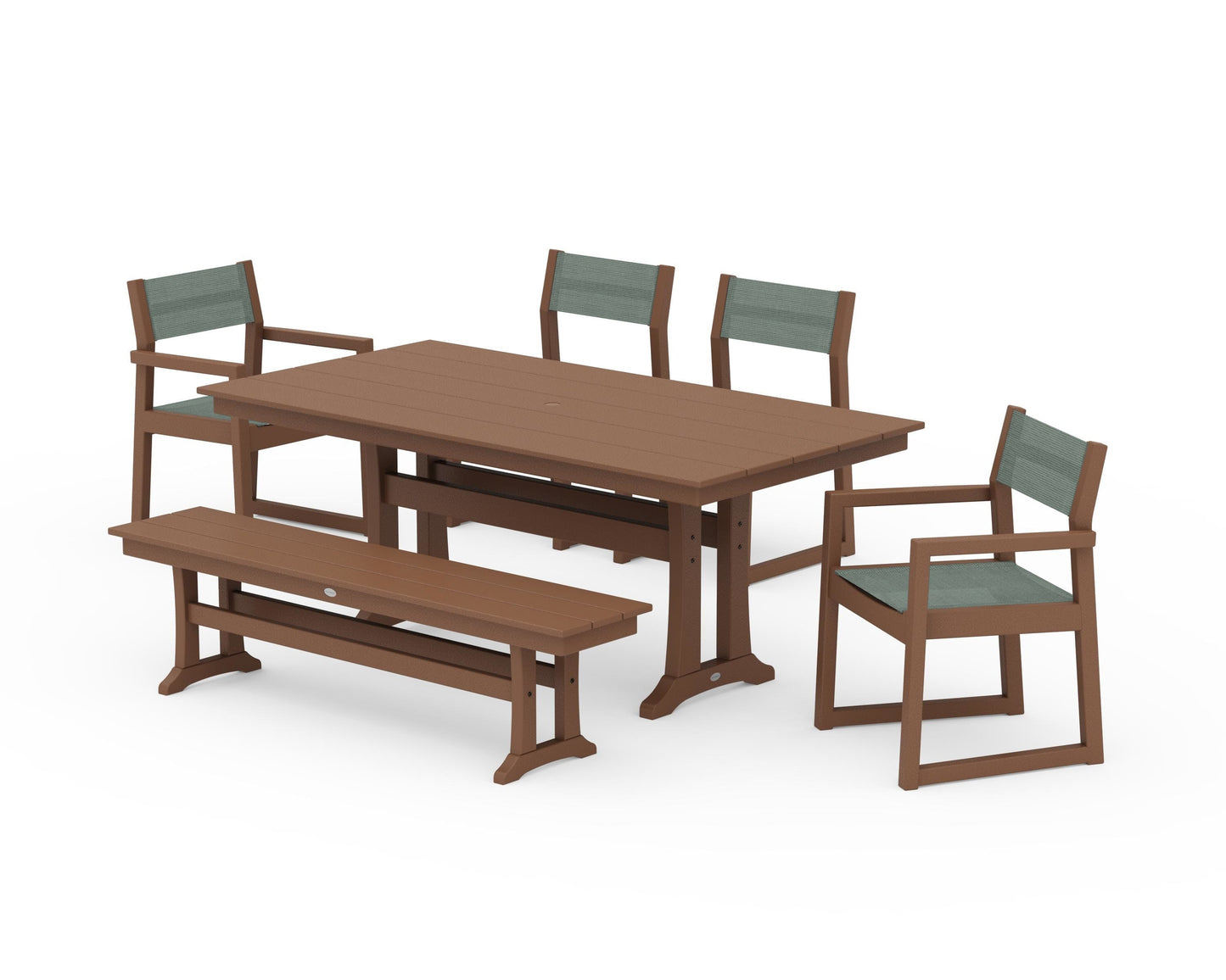 EDGE Sling 6-Piece Farmhouse Dining Set With Trestle Legs