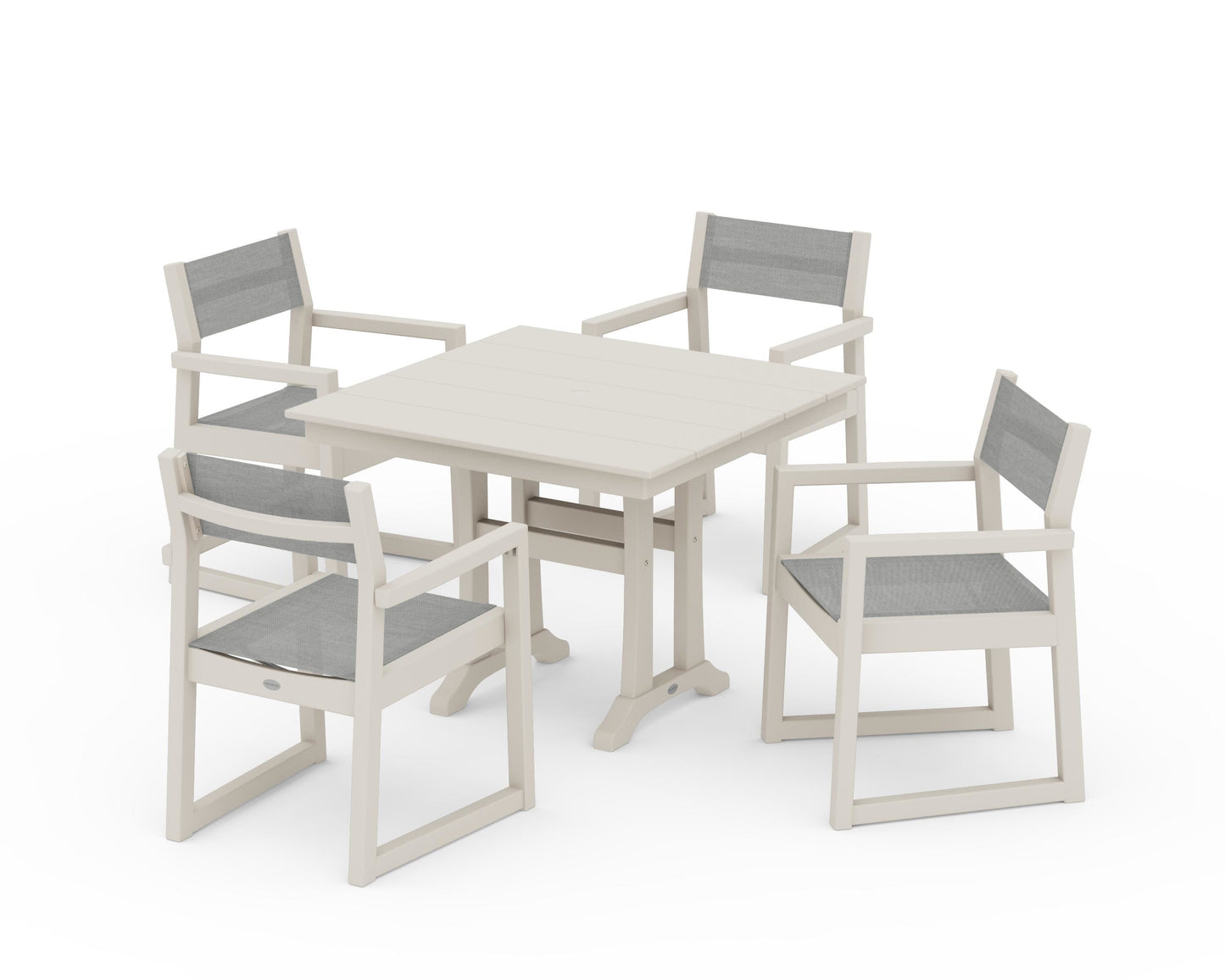 EDGE Sling 5-Piece Farmhouse Dining Set with Trestle Legs