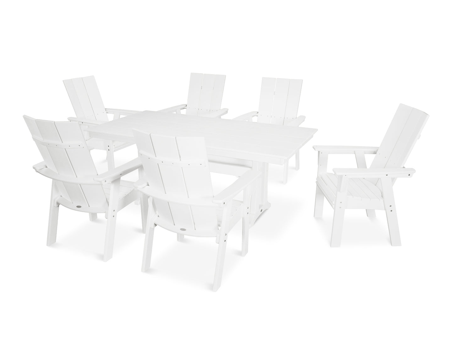 Modern Curveback Adirondack 7-Piece Farmhouse Dining Set with Trestle Legs