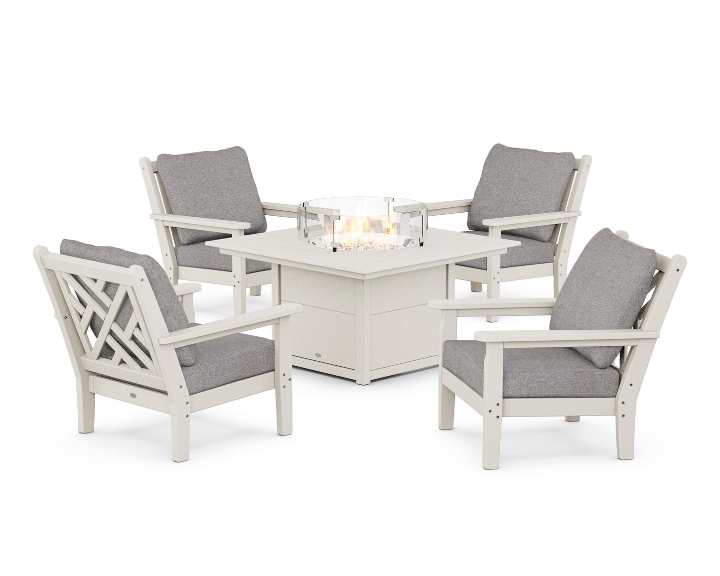 Chippendale 5-Piece Deep Seating Set with Fire Pit Table