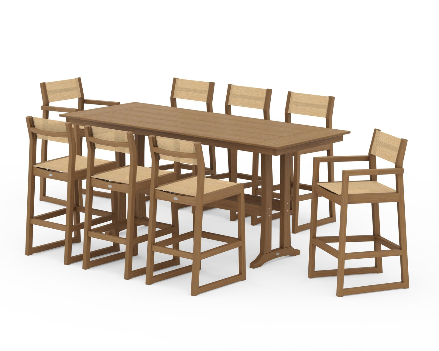 EDGE Sling 9-Piece Farmhouse Bar Set with Trestle Legs