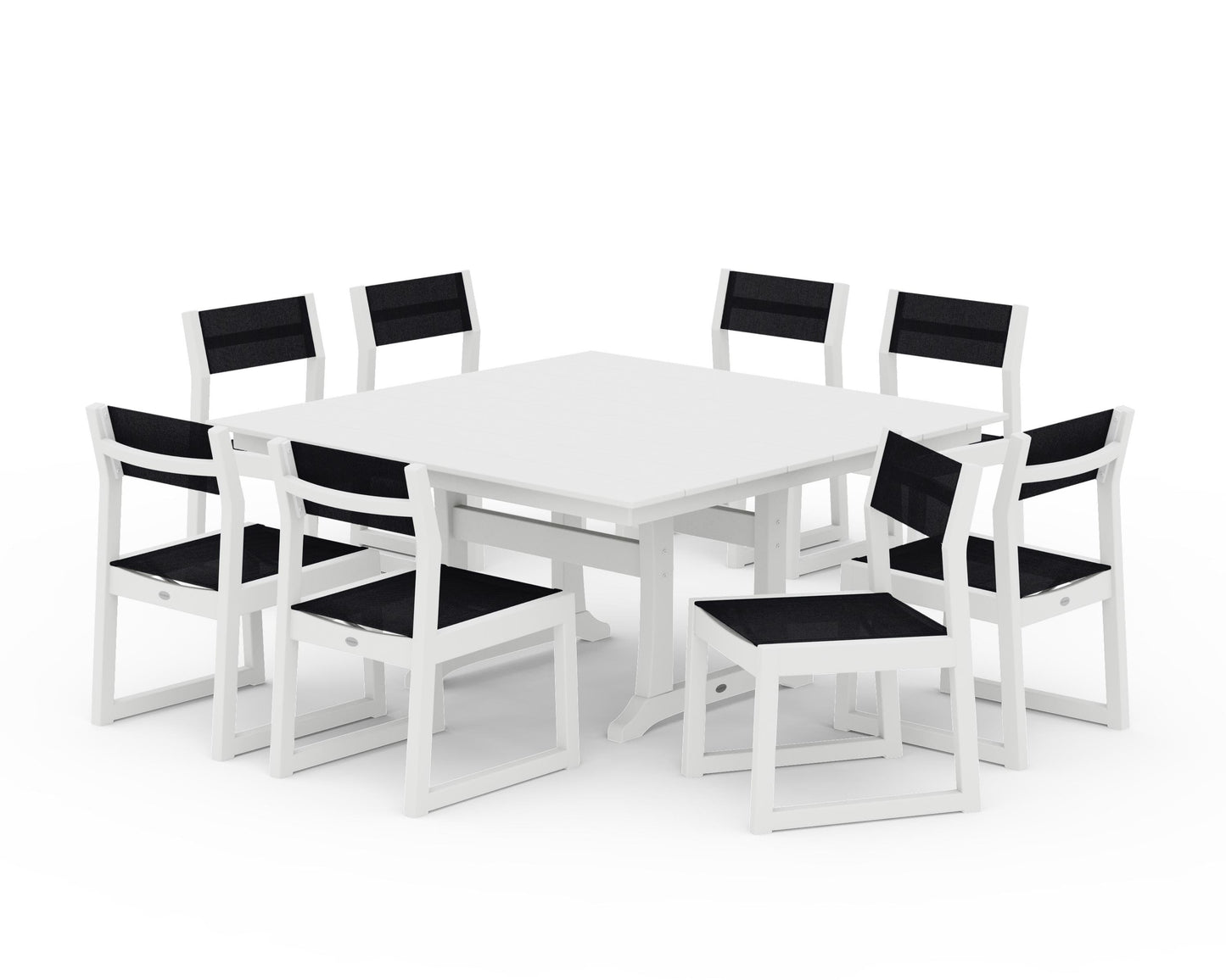 EDGE Sling Side Chair 9-Piece Farmhouse Trestle Dining Set
