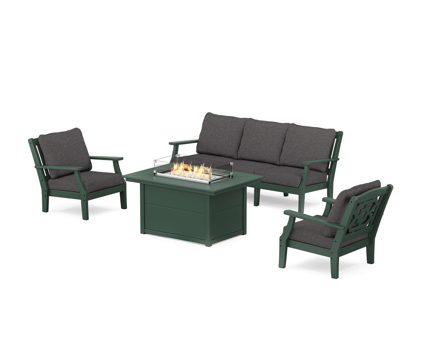 Chinoiserie Deep Seating Fire Pit Table Set