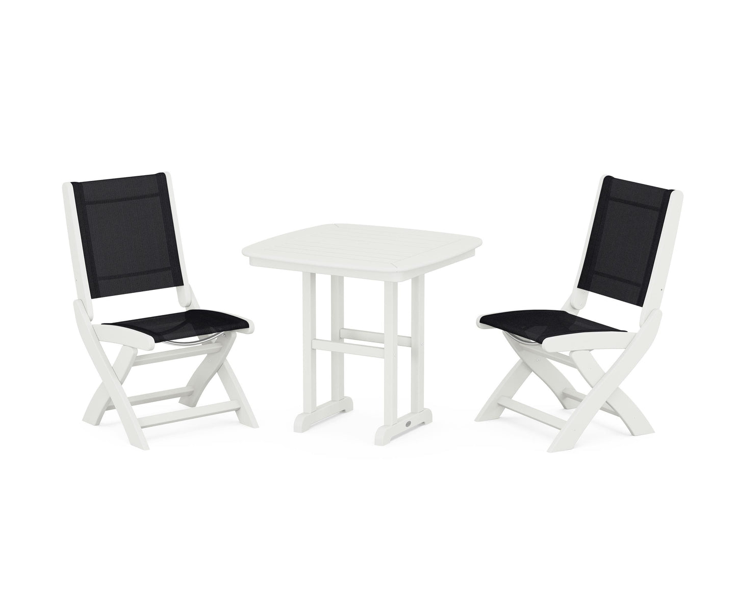 Coastal Folding Side Chair 3-Piece Dining Set