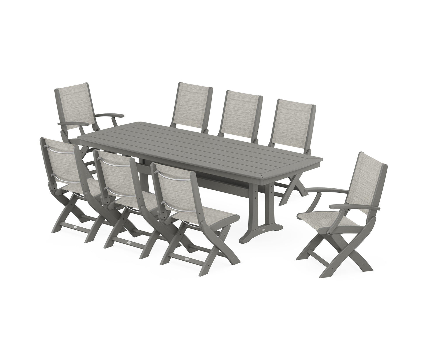 Coastal Folding 9-Piece Dining Set with Trestle Legs