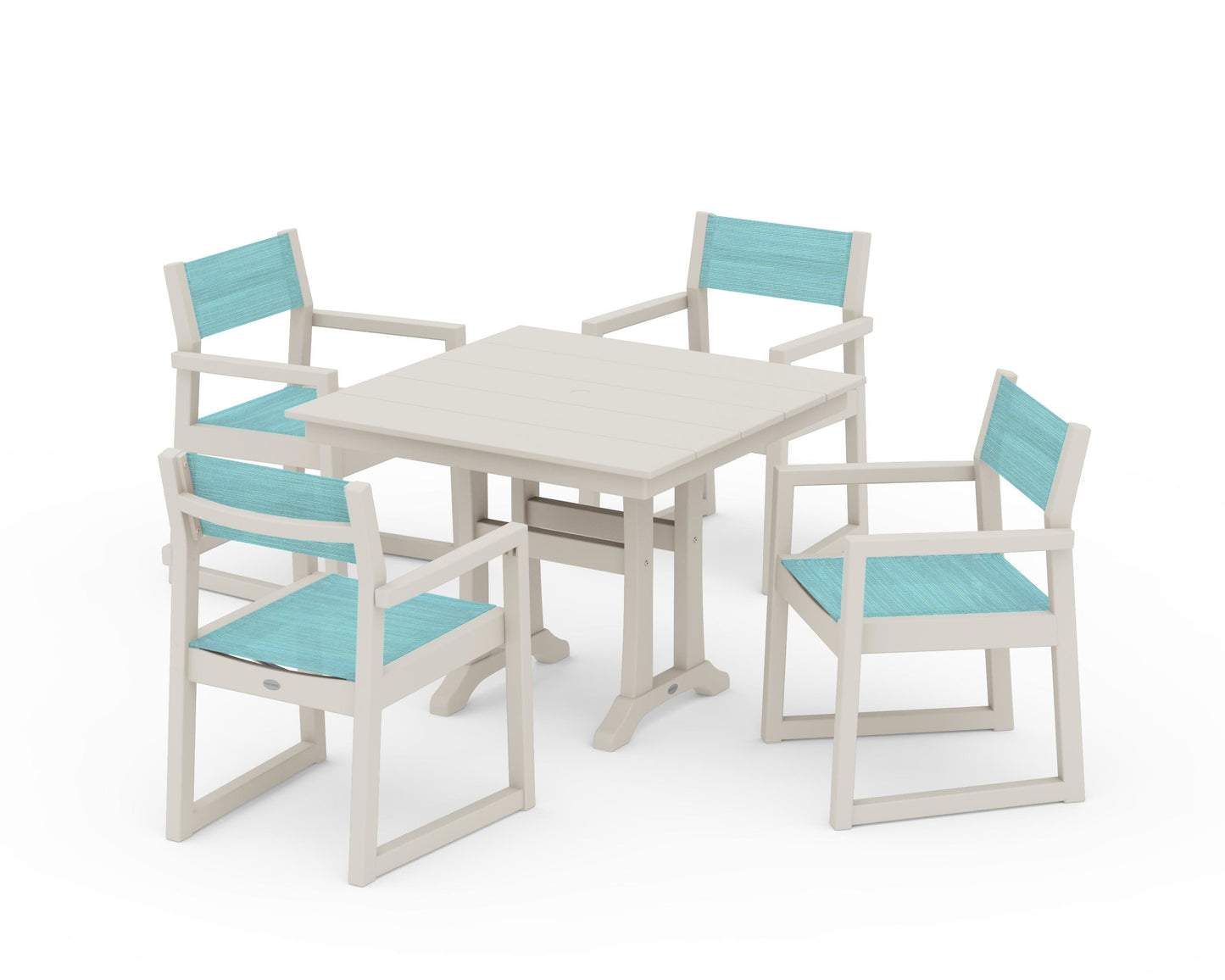 EDGE Sling 5-Piece Farmhouse Dining Set with Trestle Legs