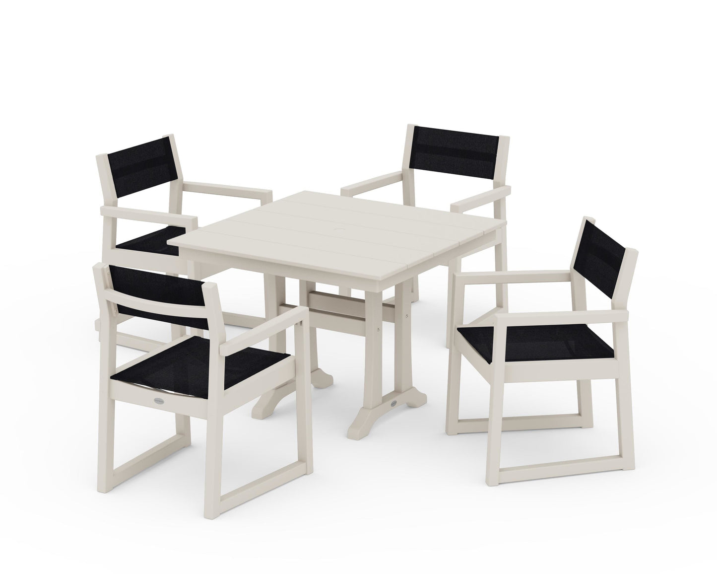 EDGE Sling 5-Piece Farmhouse Dining Set with Trestle Legs
