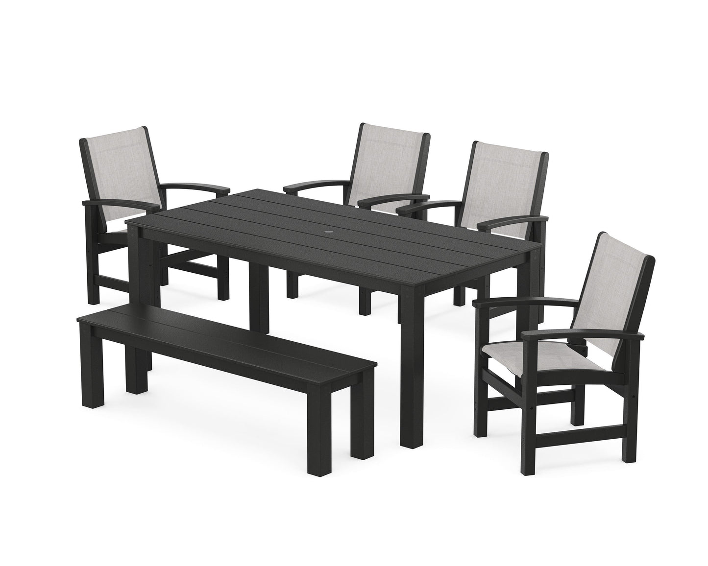 Coastal 6-Piece Parsons Dining Set with Bench