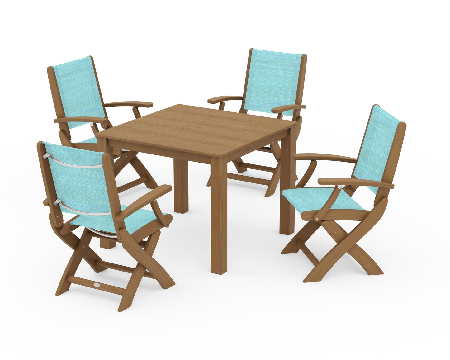 Coastal Folding Chair 5-Piece Parsons Dining Set