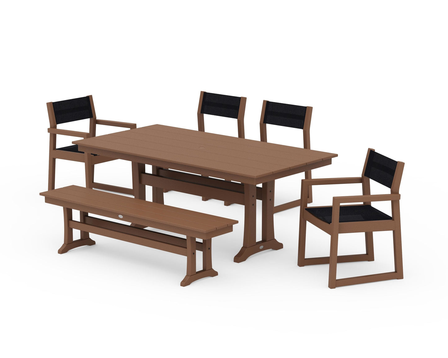 EDGE Sling 6-Piece Farmhouse Dining Set With Trestle Legs