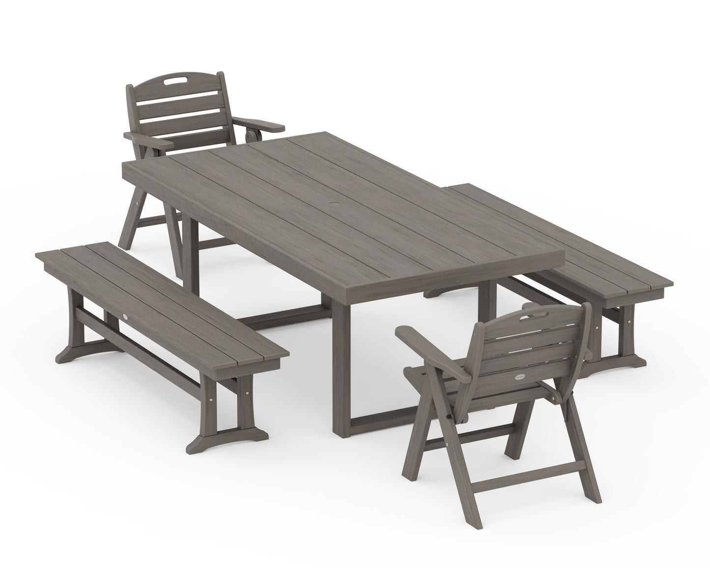 Nautical Lowback 5-Piece Dining Set with Benches