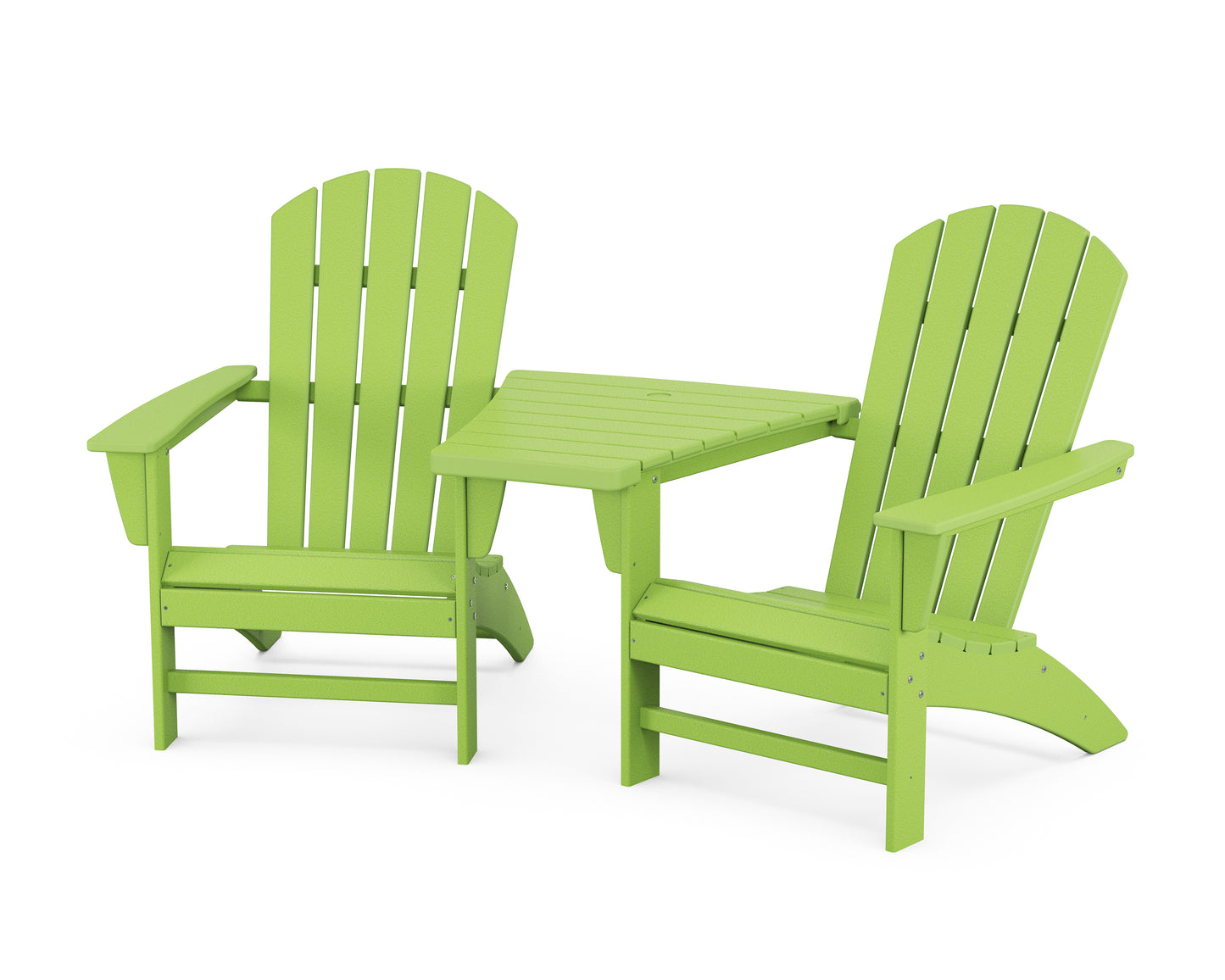 Nautical 3-Piece Adirondack Set with Angled Connecting Table