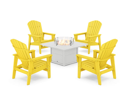 5-Piece Nautical Grand Upright Adirondack Conversation Set with Fire Pit Table
