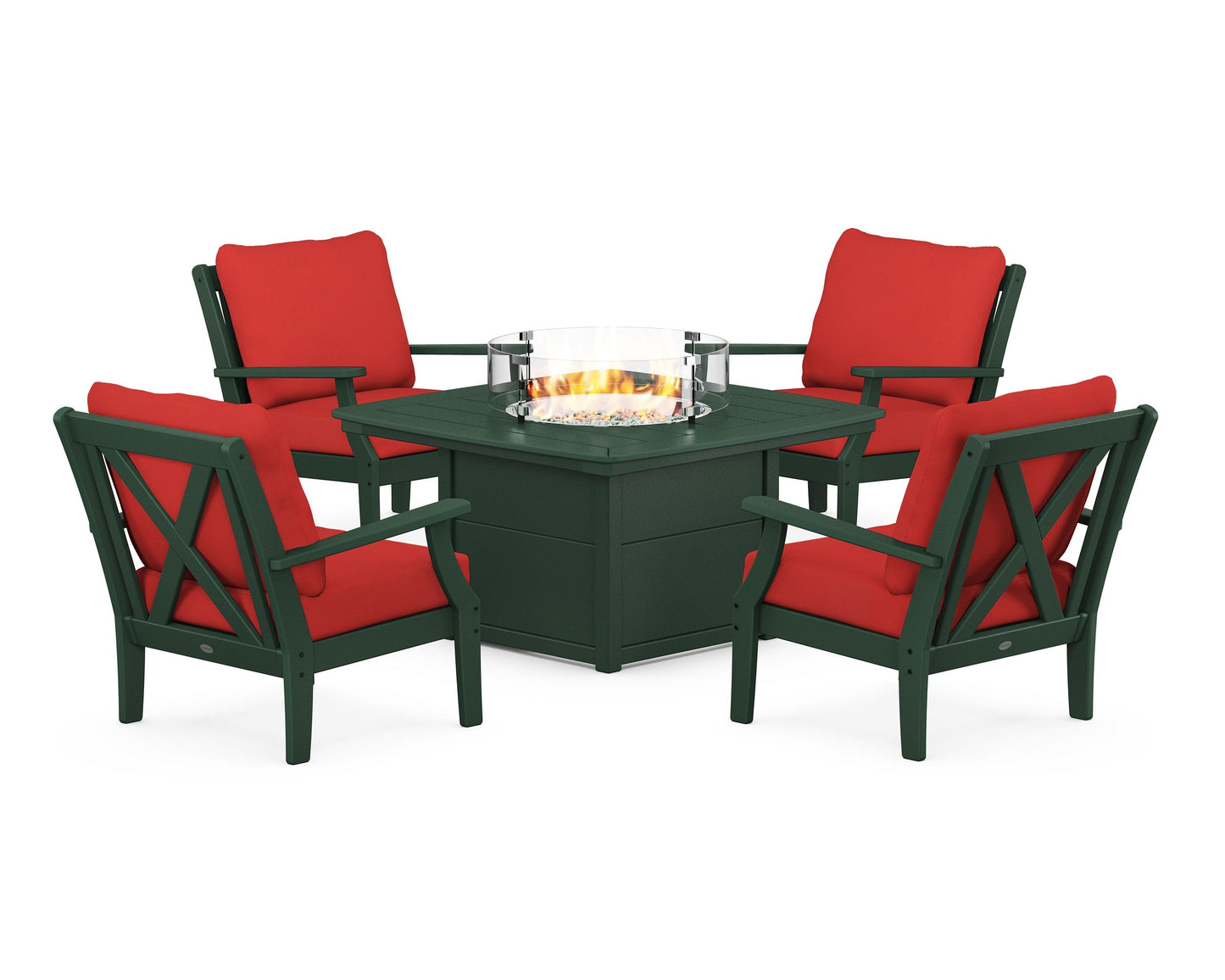 Braxton 5-Piece Deep Seating Conversation Set with Fire Pit Table