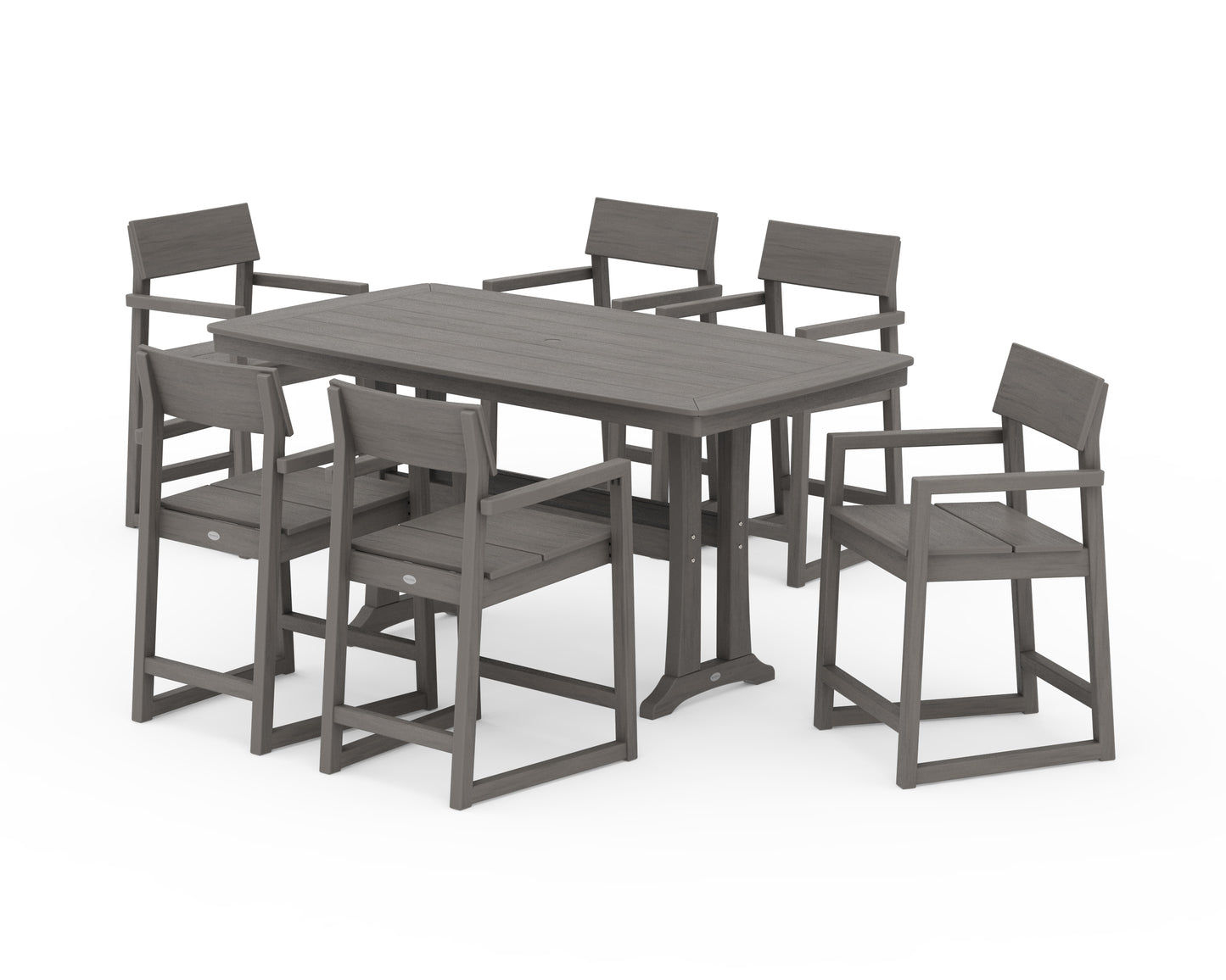 EDGE Arm Chair 7-Piece Counter Set with Trestle Legs
