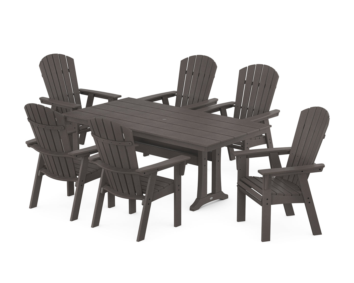 Nautical Curveback Adirondack 7-Piece Farmhouse Dining Set with Trestle Legs
