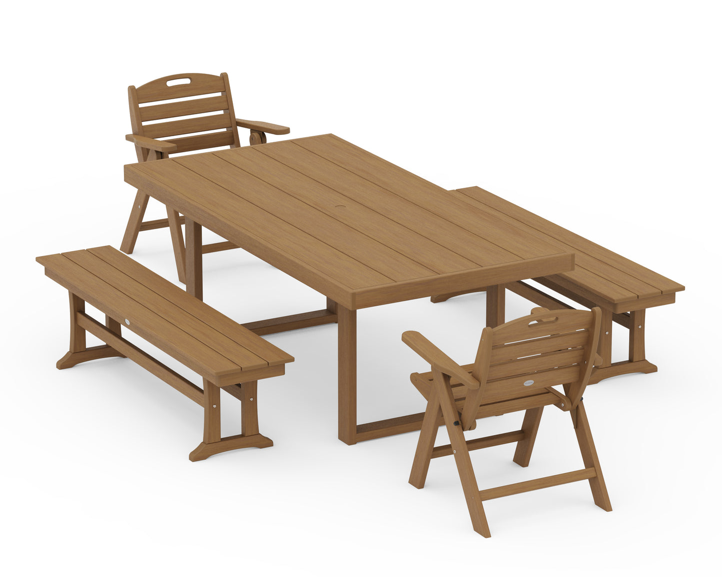Nautical Lowback 5-Piece Dining Set with Benches