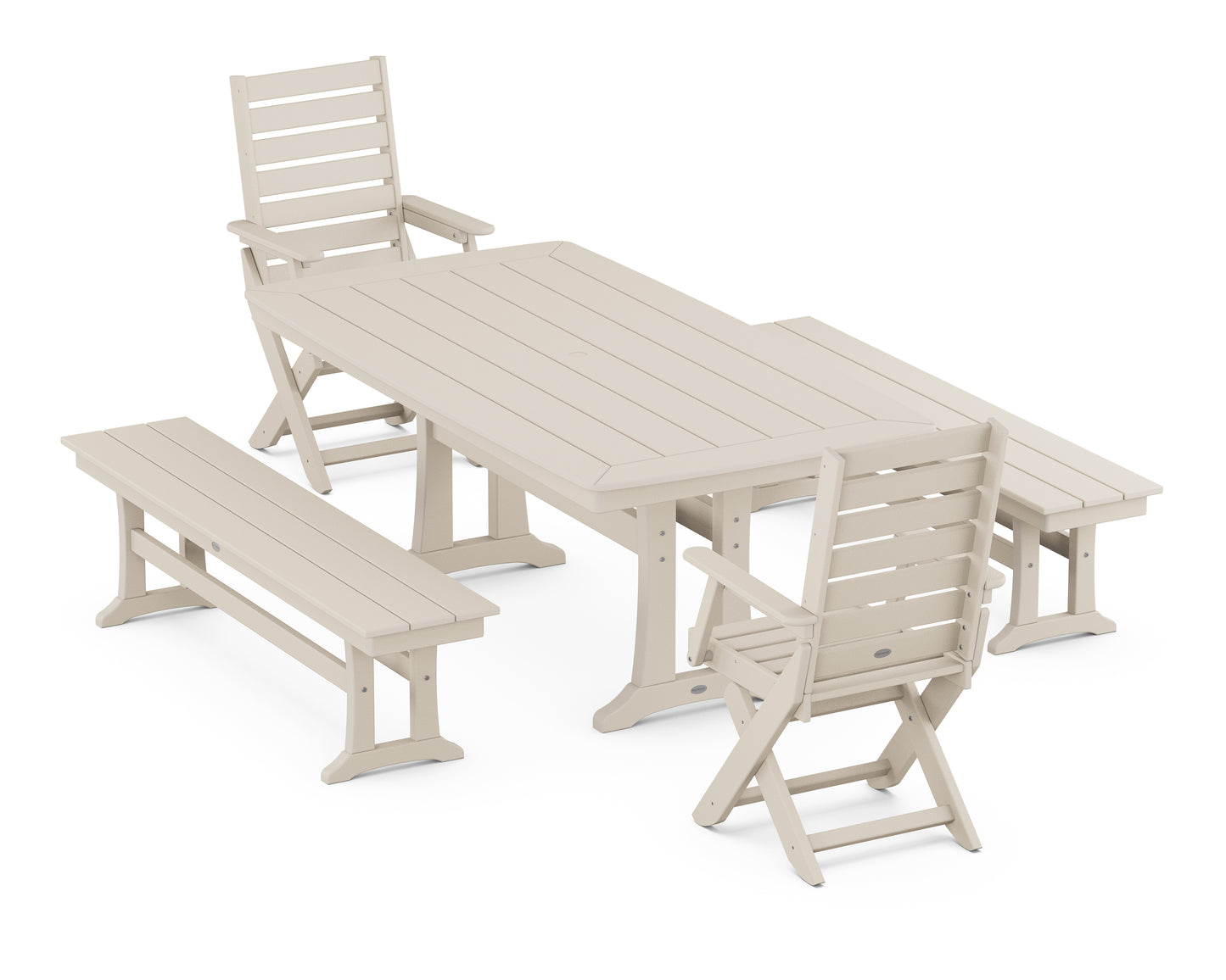 Captain Folding Chair 5-Piece Dining Set with Trestle Legs
