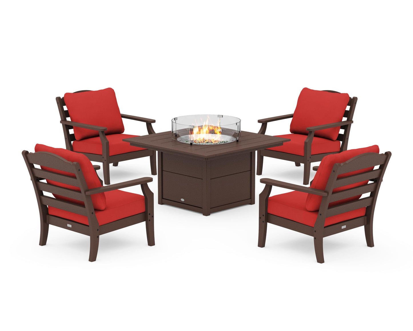 Savannah 5-Piece Deep Seating Set with Fire Pit Table