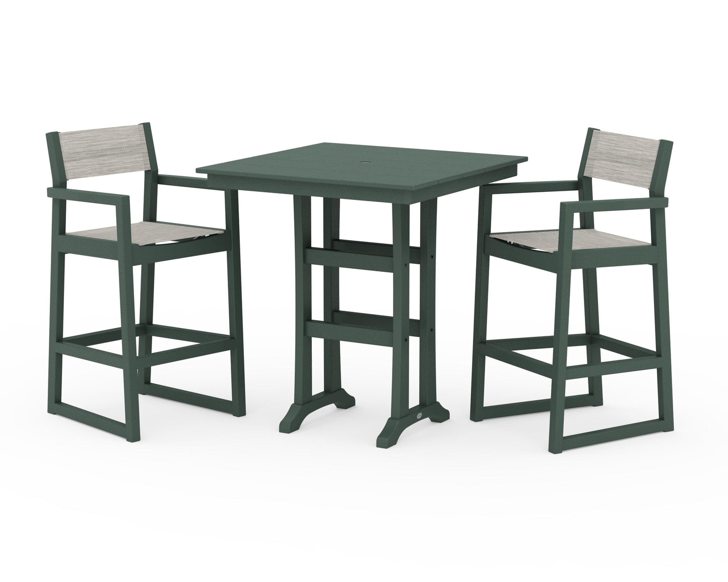 EDGE Sling Arm Chair 3-Piece Farmhouse Bar Set with Trestle Legs