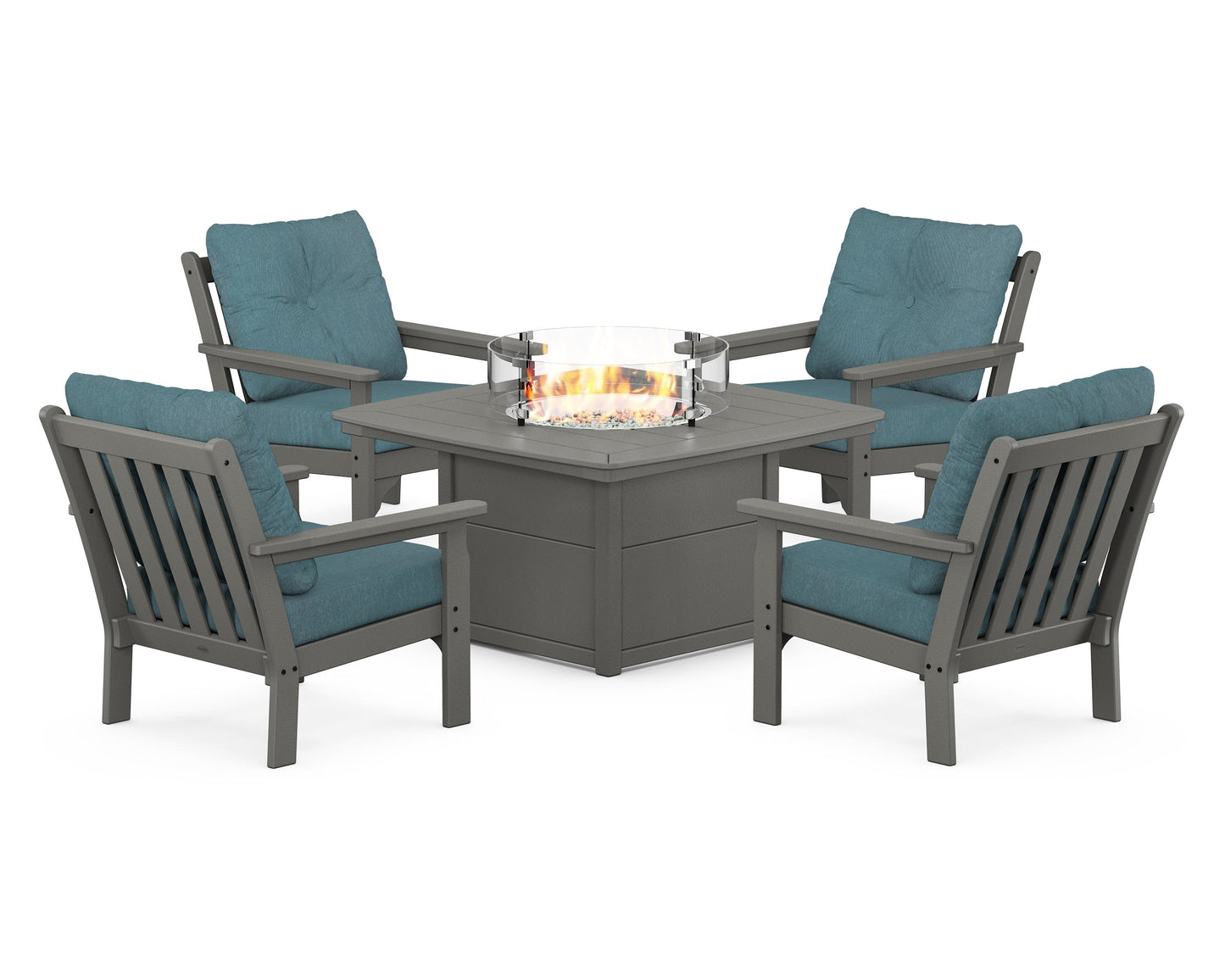 Vineyard 5-Piece Conversation Set with Fire Pit Table