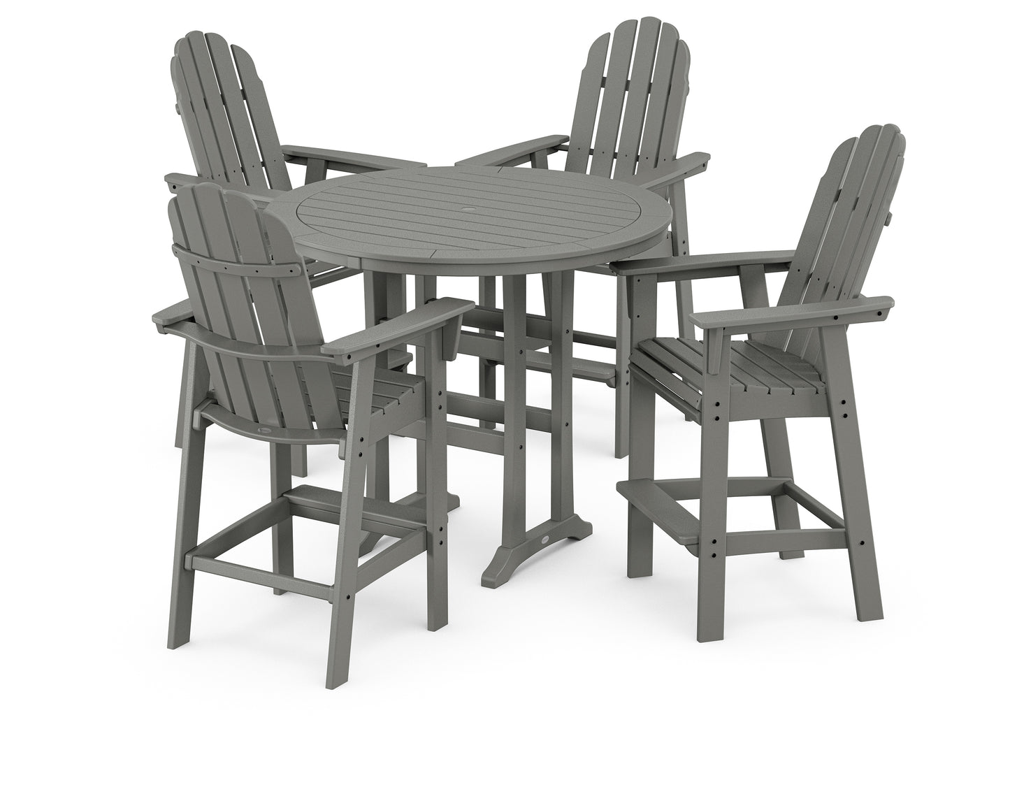 Vineyard Curveback Adirondack 5-Piece Nautical Trestle Bar Set