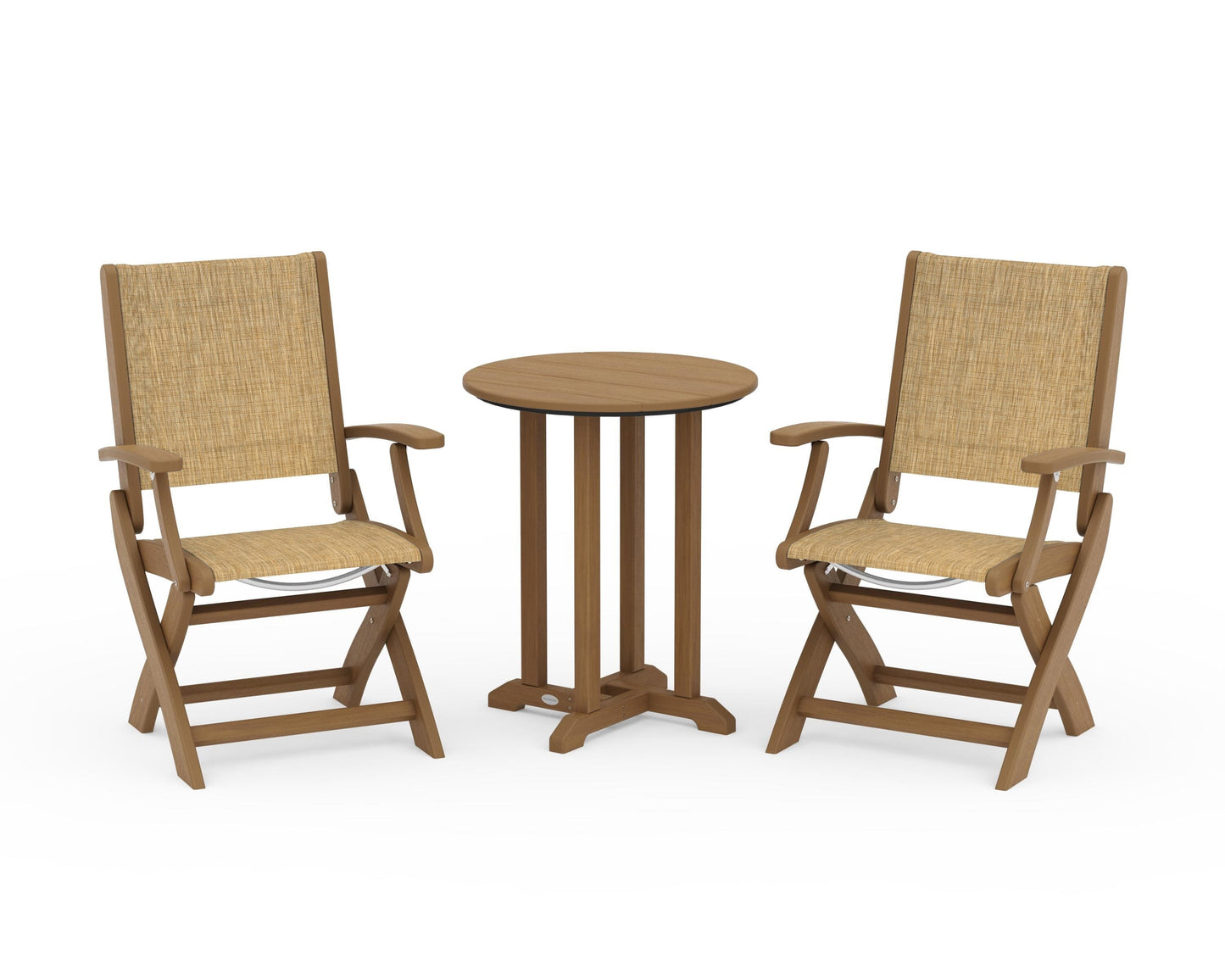 Coastal Folding 3-Piece Round Bistro Dining Set