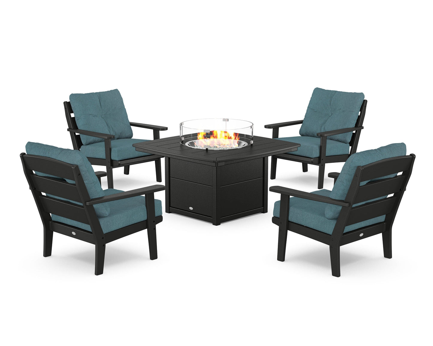 Lakeside 5-Piece Deep Seating Set with Nautical Fire Pit Table