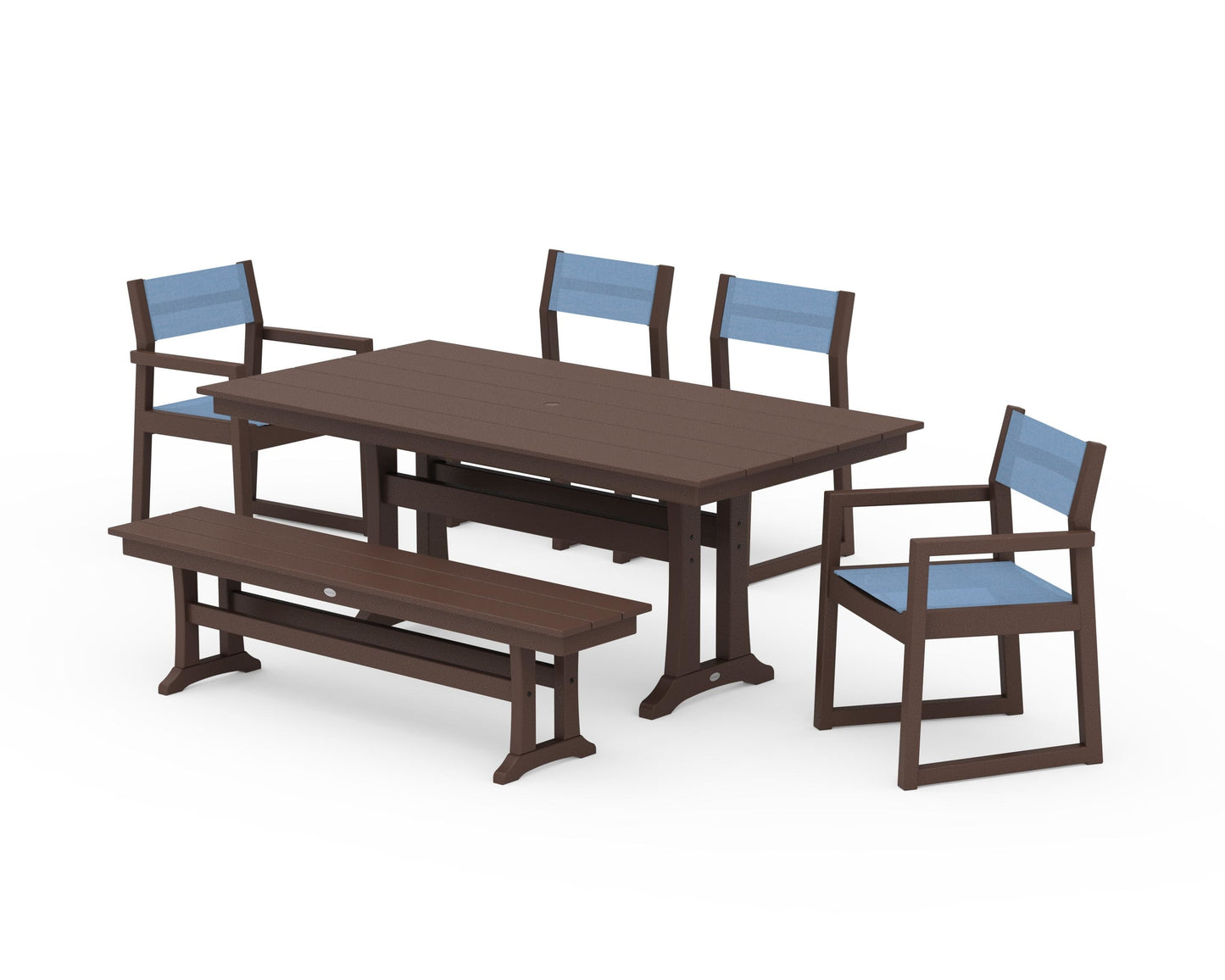 EDGE Sling 6-Piece Farmhouse Dining Set With Trestle Legs