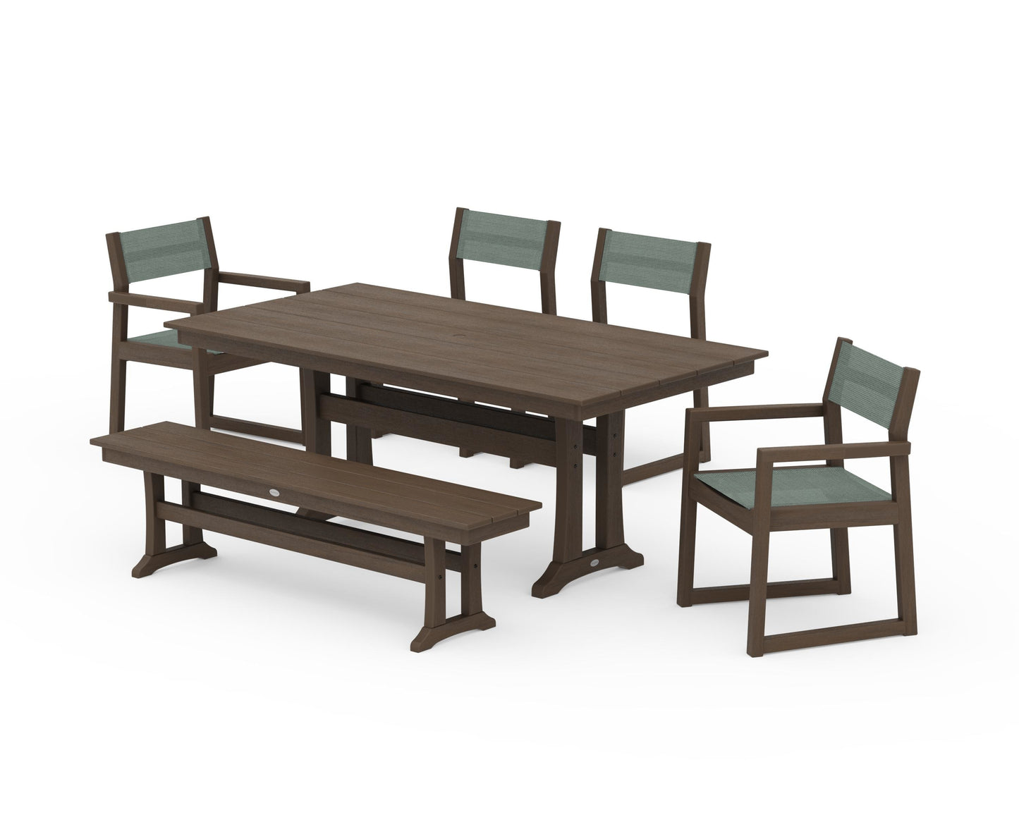 EDGE Sling 6-Piece Farmhouse Dining Set With Trestle Legs