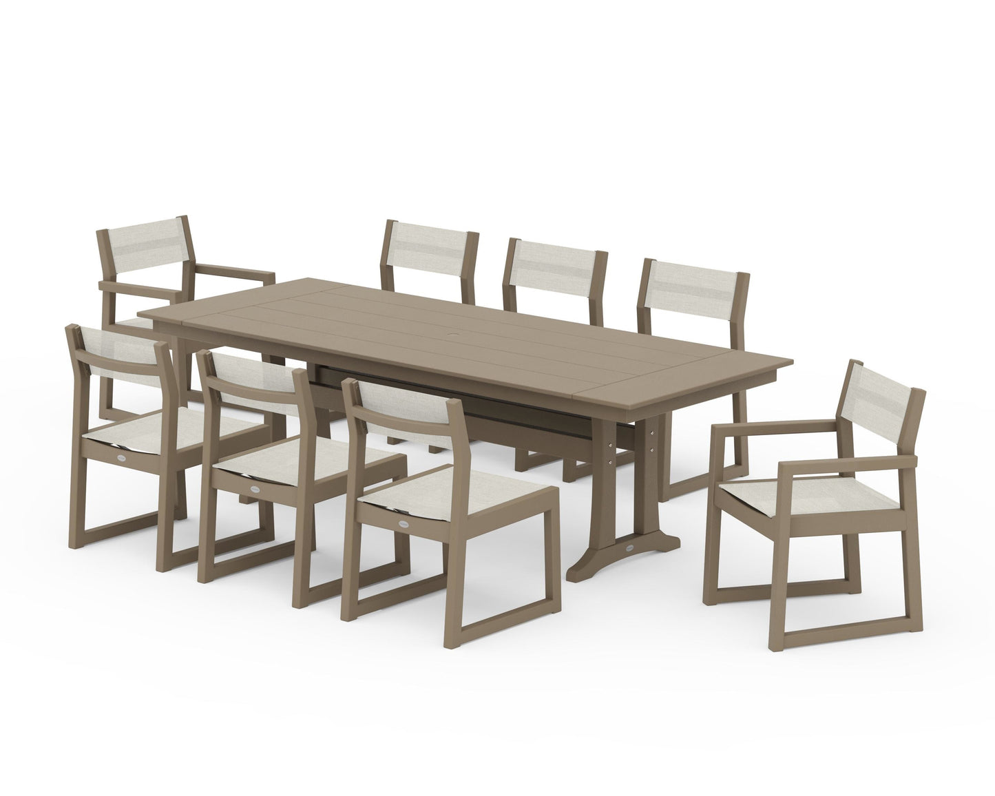 EDGE Sling 9-Piece Farmhouse Trestle Dining Set