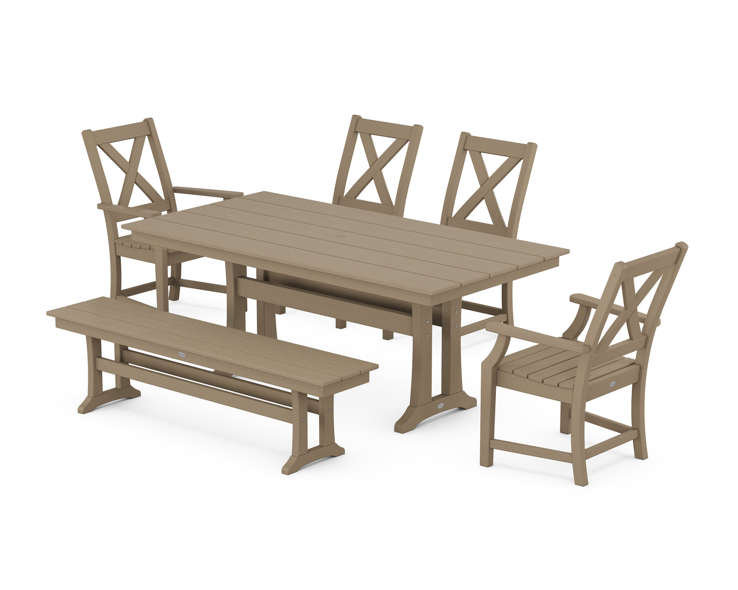 Braxton 6-Piece Farmhouse Dining Set With Trestle Legs