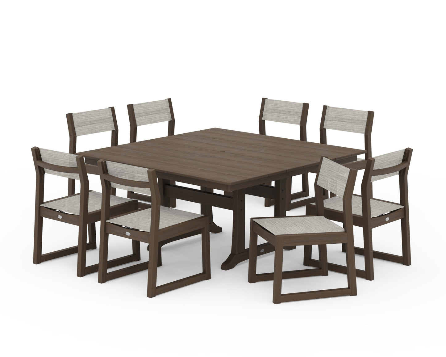 EDGE Sling Side Chair 9-Piece Farmhouse Trestle Dining Set