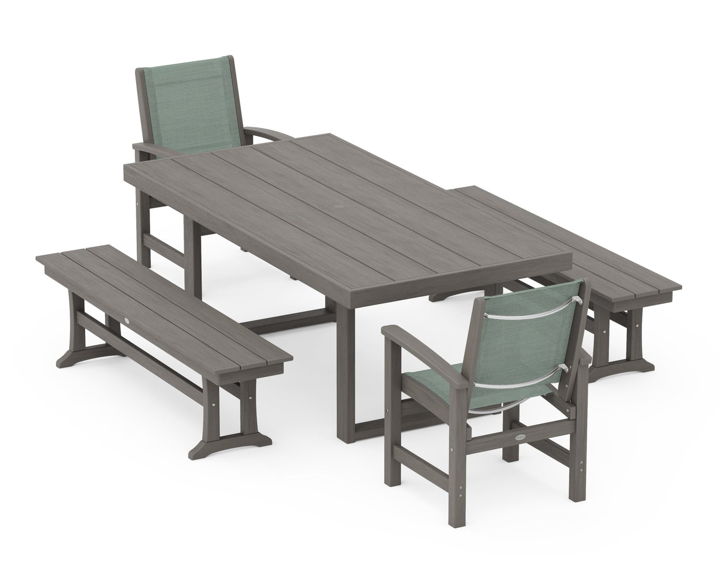 Coastal 5-Piece Dining Set with Trestle Legs