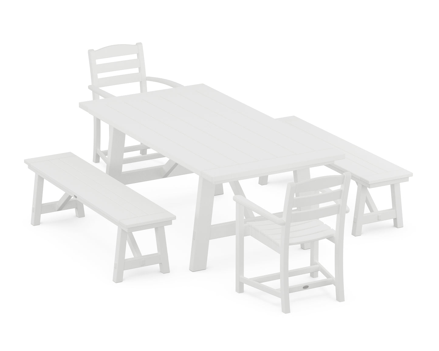 La Casa Cafe 5-Piece Rustic Farmhouse Dining Set With Benches
