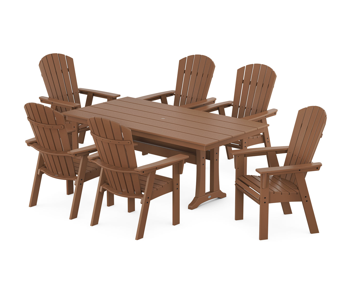 Nautical Curveback Adirondack 7-Piece Farmhouse Dining Set with Trestle Legs