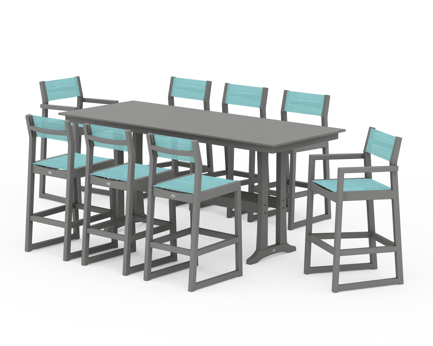 EDGE Sling 9-Piece Farmhouse Bar Set with Trestle Legs