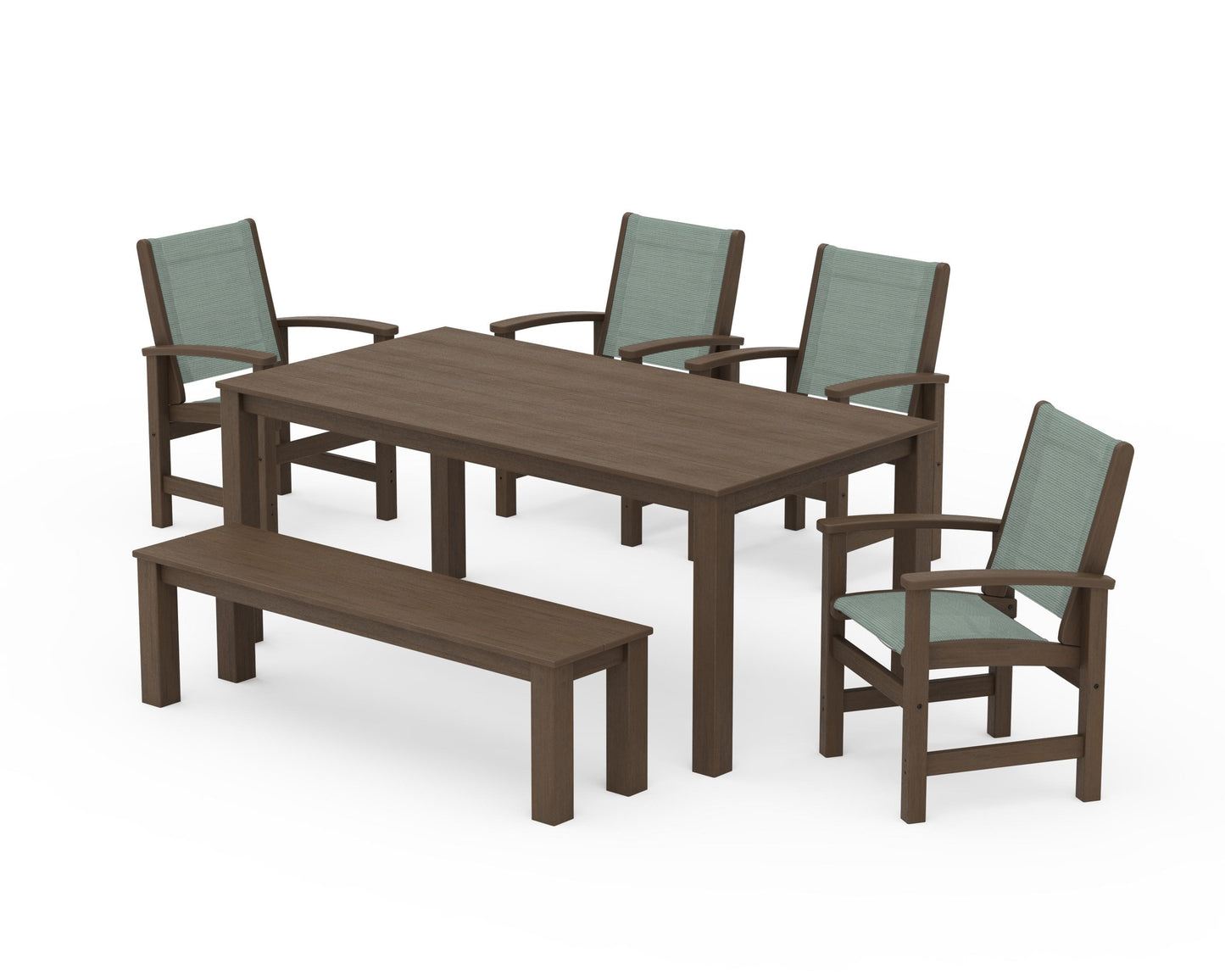 Coastal 6-Piece Parsons Dining Set with Bench