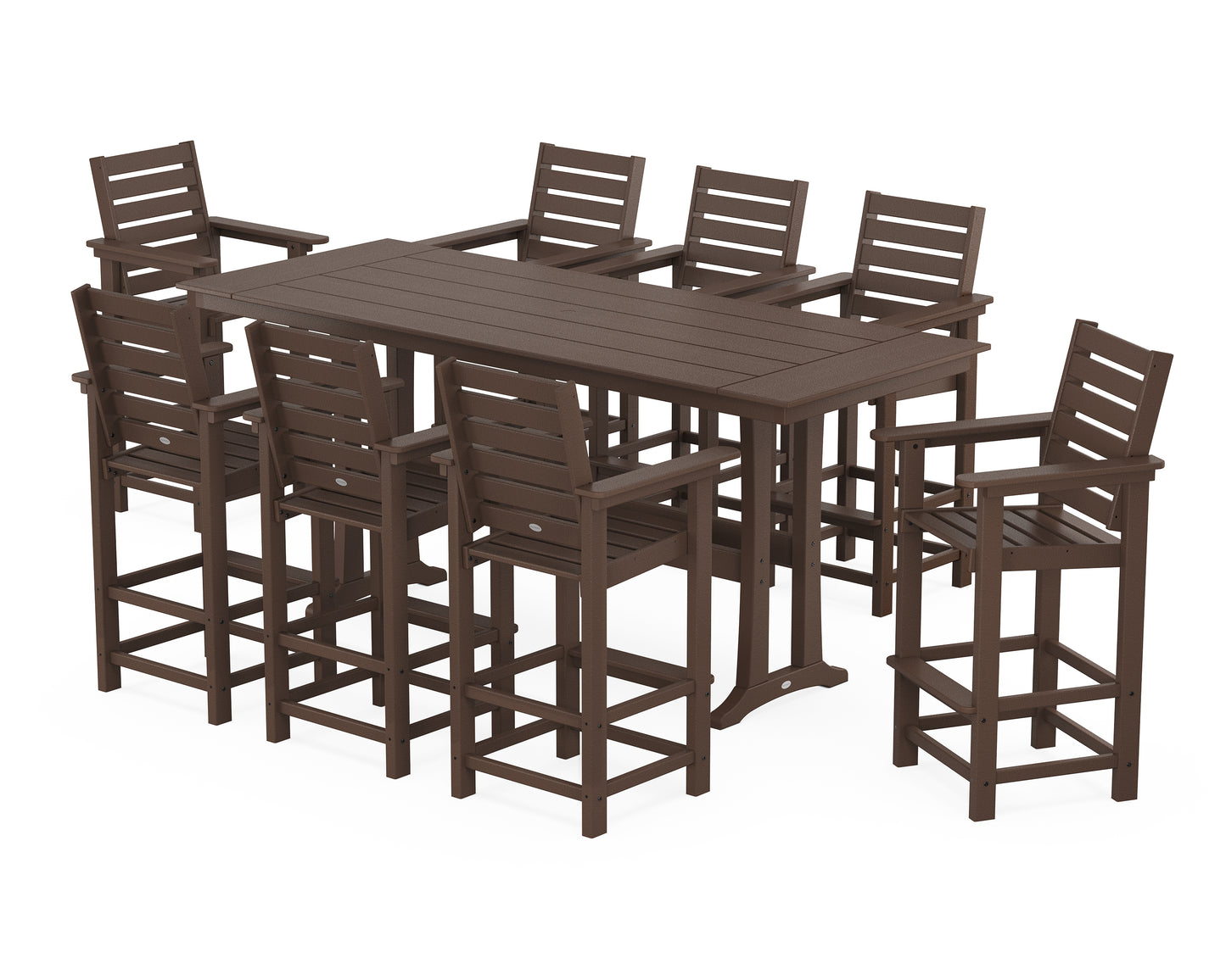 Captain 9-Piece Farmhouse Bar Set with Trestle Legs